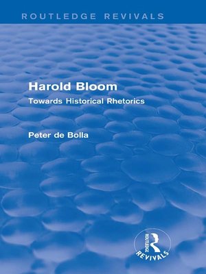 cover image of Harold Bloom (Routledge Revivals)